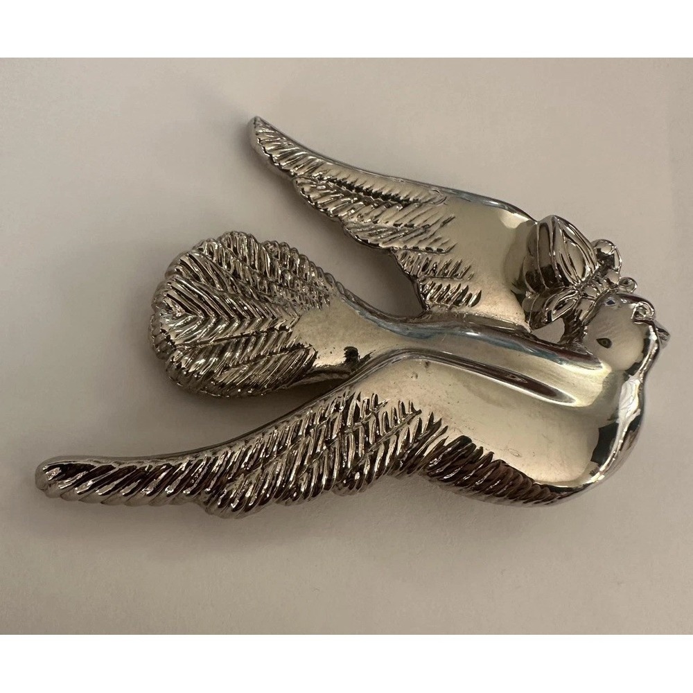John Hardy Bird Brooch Silver Tone Flying Dove Pin Ornament Signed Neiman Marcus